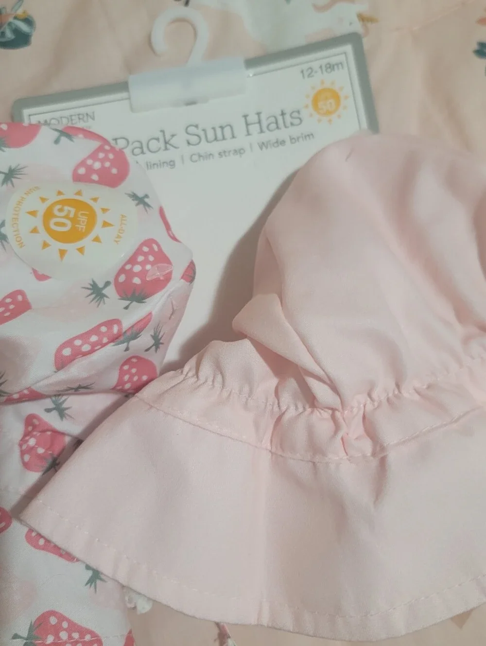 NWT Baby Girls' Pink Strawberry Bikini Set with Cherry Sun Hat Size 12 18 MONTHS - Picture 3 of 3